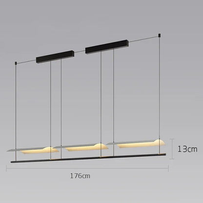 Wabi-Sabi Black Metal Acrylic Strip Pendant Light - Decorbites