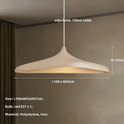 Wabi sabi cream pendant light with high polymer texture and adjustable 150cm cable for dining room use