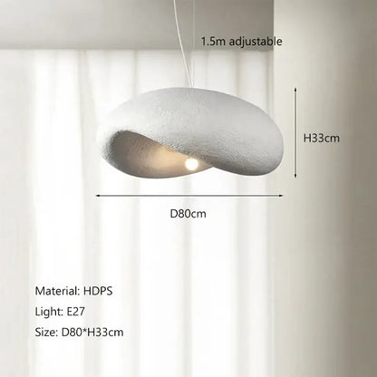 Modern off-white HDPS pendant light with smooth cloud shape and adjustable cord for decorbites cream style led lighting