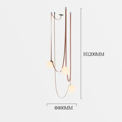Wabi sabi designer copper and white chandelier with three frosted glass shades for living room or duplex wabi sabi decor