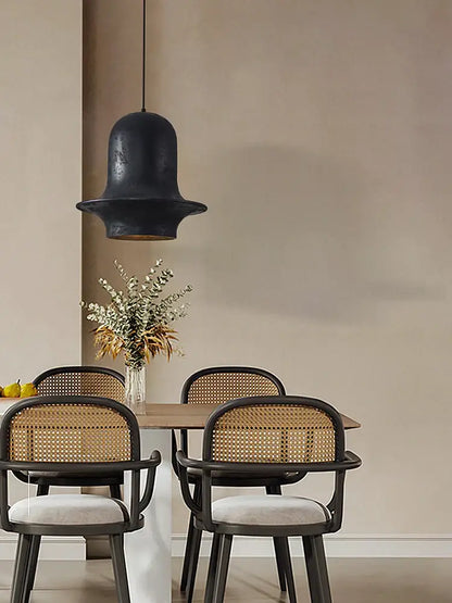 Black bell-shaped matte finish pendant light from decorbites black wabi-sabi industrial chandelier for dining room decor