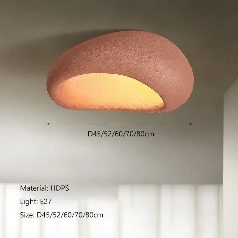 Wabi sabi matte cream ceiling chandelier with terracotta hdps light and warm glow for bedroom lighting