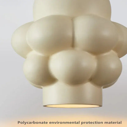 Cream-colored bubble-shaped polycarbonate pendant light wabi sabi off white creamy wind led chandelier dining room decorbites creamy wind