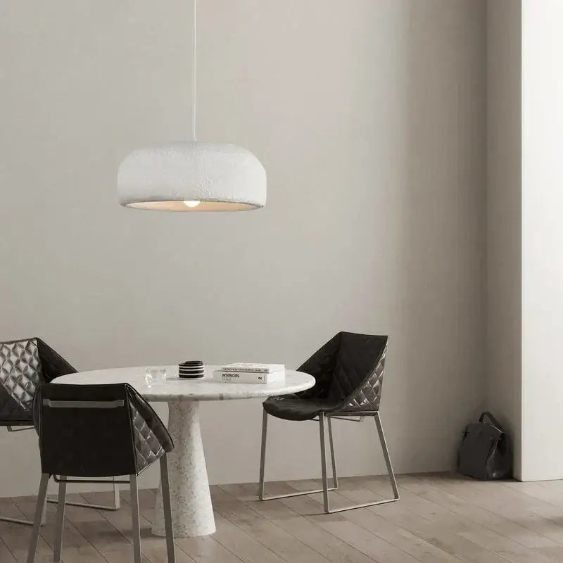 Wabi sabi textured white ceramic led pendant light with soft diffused glow for dining room pendant light