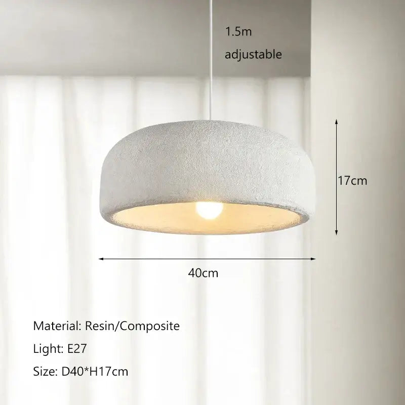 Wabi sabi textured white ceramic led pendant light with warm glow and adjustable chain for dining room use