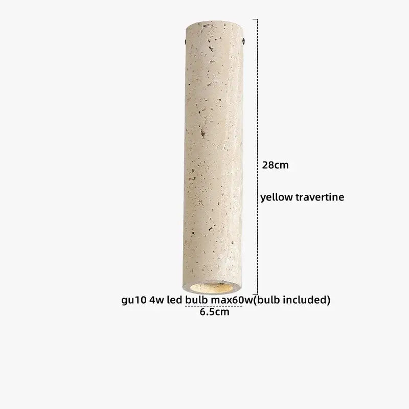 Wabi sabi yellow travertine ceiling lamp with speckled texture and gu10 led socket for decorbites acrylic led ceiling use