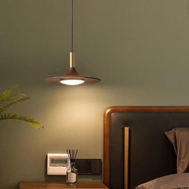 Walnut Three-Head Saucer Pendant Light - Decorbites