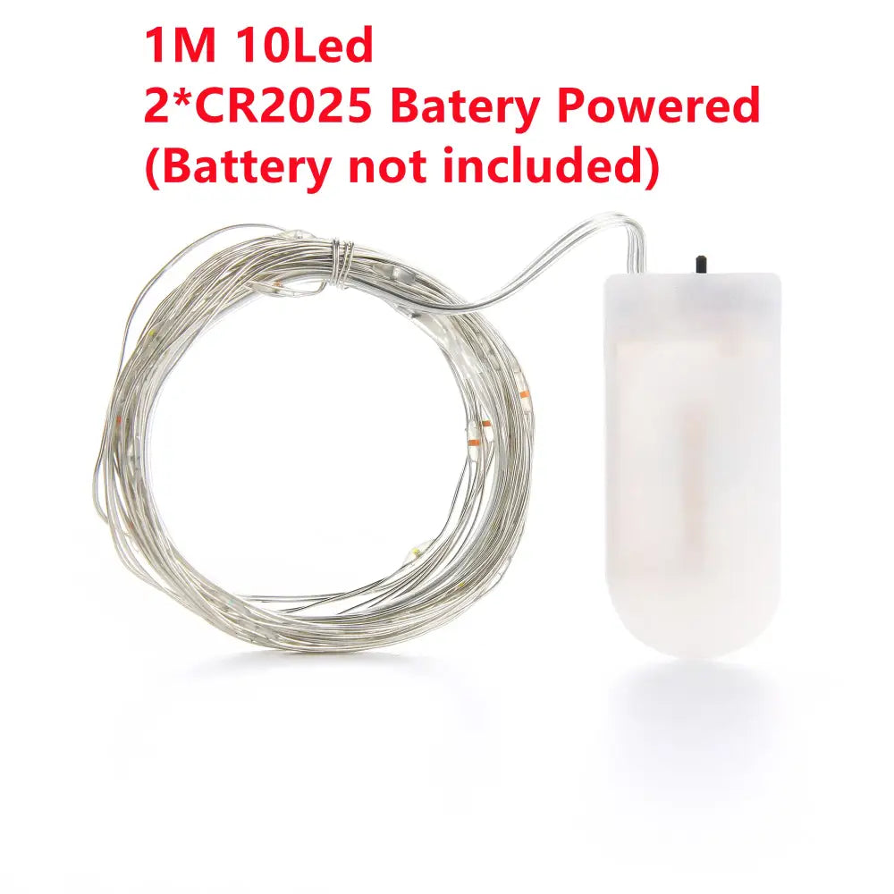 A 1-meter string of white led fairy lights with a translucent battery pack on copper wire for decorbites copper wire decor
