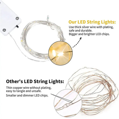 Warm gold copper wire fairy lights with thick silver wire and brighter led chips by decorbites copper wire for outdoor decor