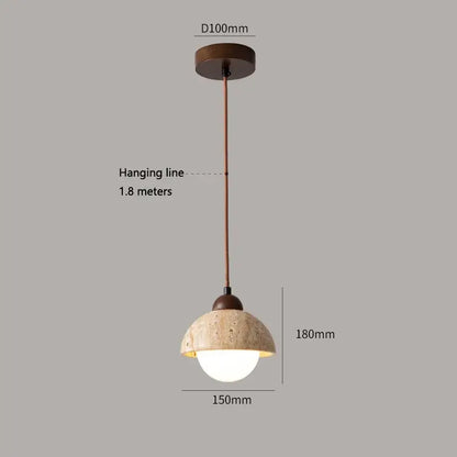 Rustic cave stone pendant light with a textured cork shade and warm brass frame for decorbites cave stone decor