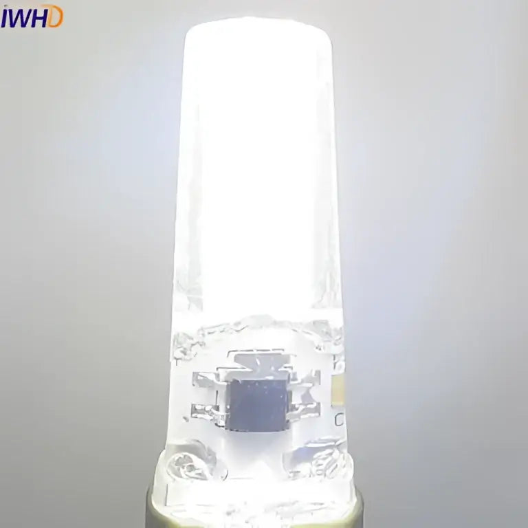 Clear glass warm white cob g4 led bulb 10-pack with metallic base and visible circuitry for chandelier use