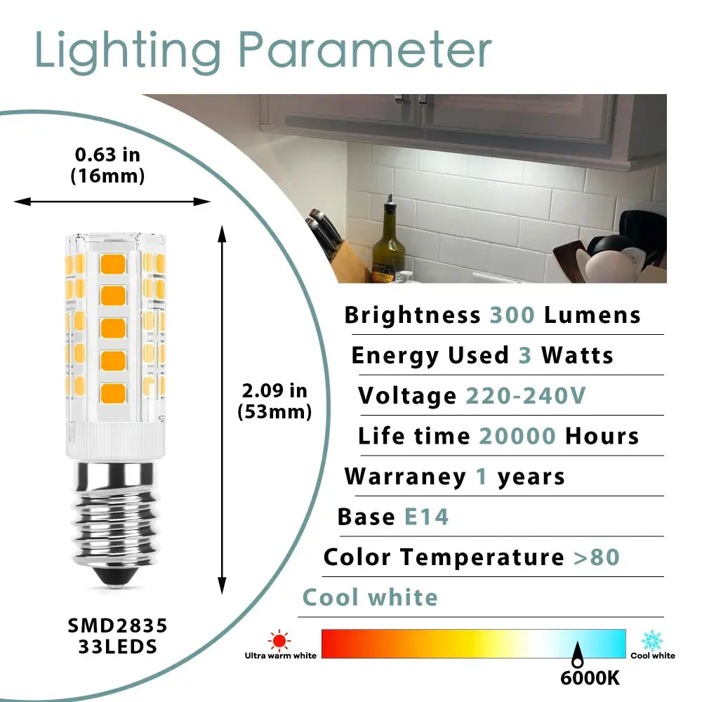 Clear glass led corn bulb with 33 smd2835 leds e14 base emitting cool white light for kitchen chandelier use