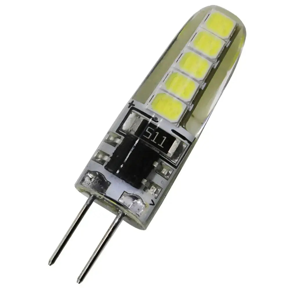 Warm white decorbites g4 led bulb with clear glass body and six yellowish-green leds for kitchen replacement lighting
