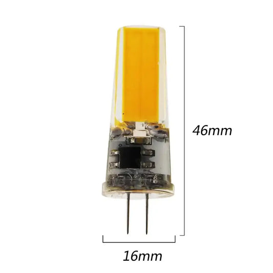 Warm yellow glass decorbites g4 cob led bulb with clear 46mm glass and metal pins for living room crystal light decor