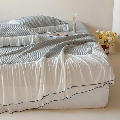White ruffled bed skirt with black trim in bedding set for decorbites cool feeling bedroom decorbites cool