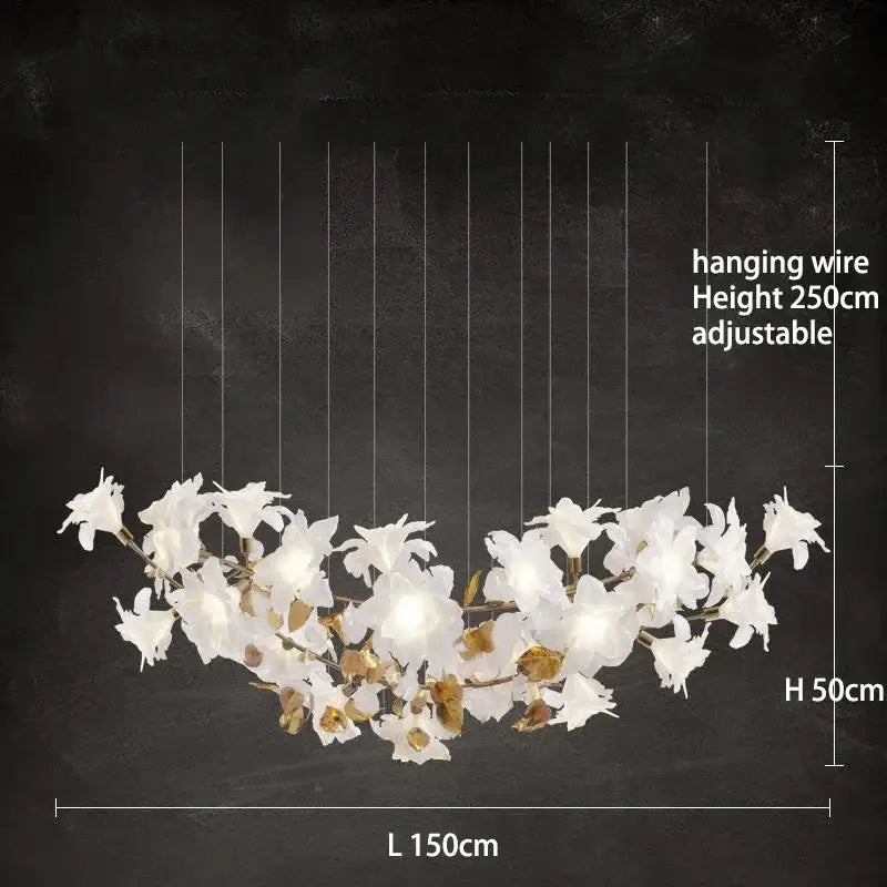 Elegant white and gold crystal flower luxury chandelier with adjustable wire for dining room decorbites crystal flower lighting