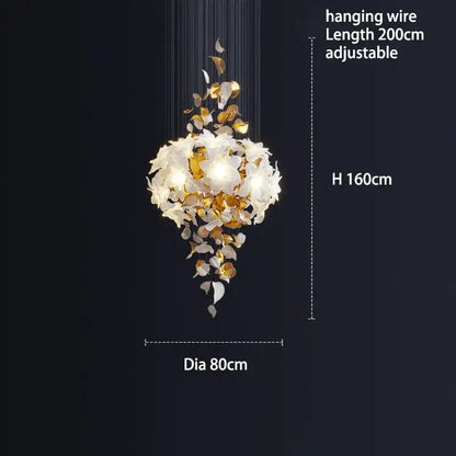 Elegant white and gold crystal flower luxury chandelier with adjustable hanging wire for dining room decorbites decor