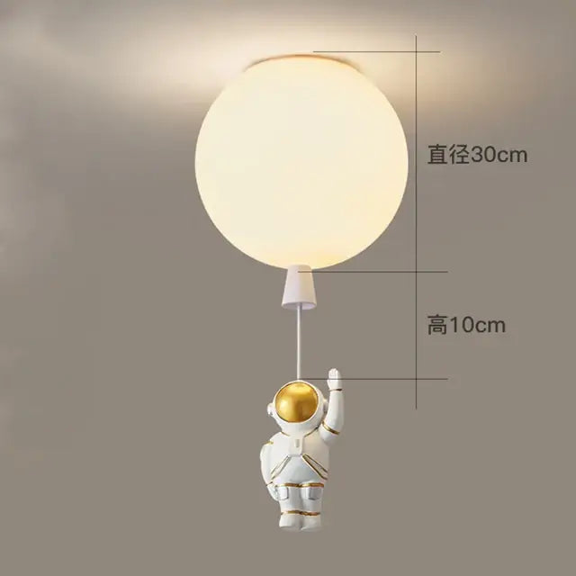 White and gold decorbites astronaut space ball ceiling lamp with 30cm spherical light for kids room decor