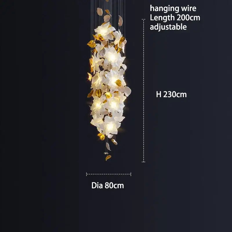 Elegant white and gold decorbites crystal flower chandelier with adjustable wire for living room lighting
