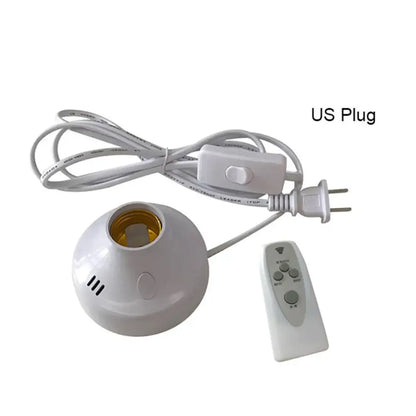White spherical ceiling light fixture with gold e27 led lamp base and integrated remote for bedroom timer socket