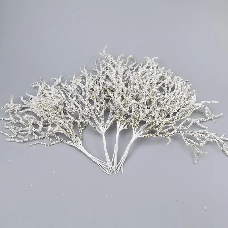 White and gold glitter decorbites artificial branches with frost-covered delicate design for branches home decor