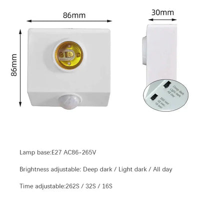 White and gold infrared motion sensor lamp holder with motion sensor switch and adjustable brightness settings