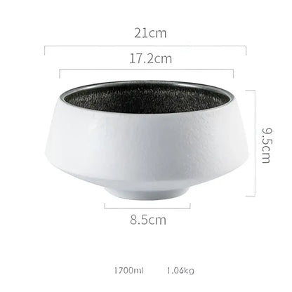 White ceramic bowl with black interior featuring ice cracked glaze texture in decorbites ice cracked dinnerware set