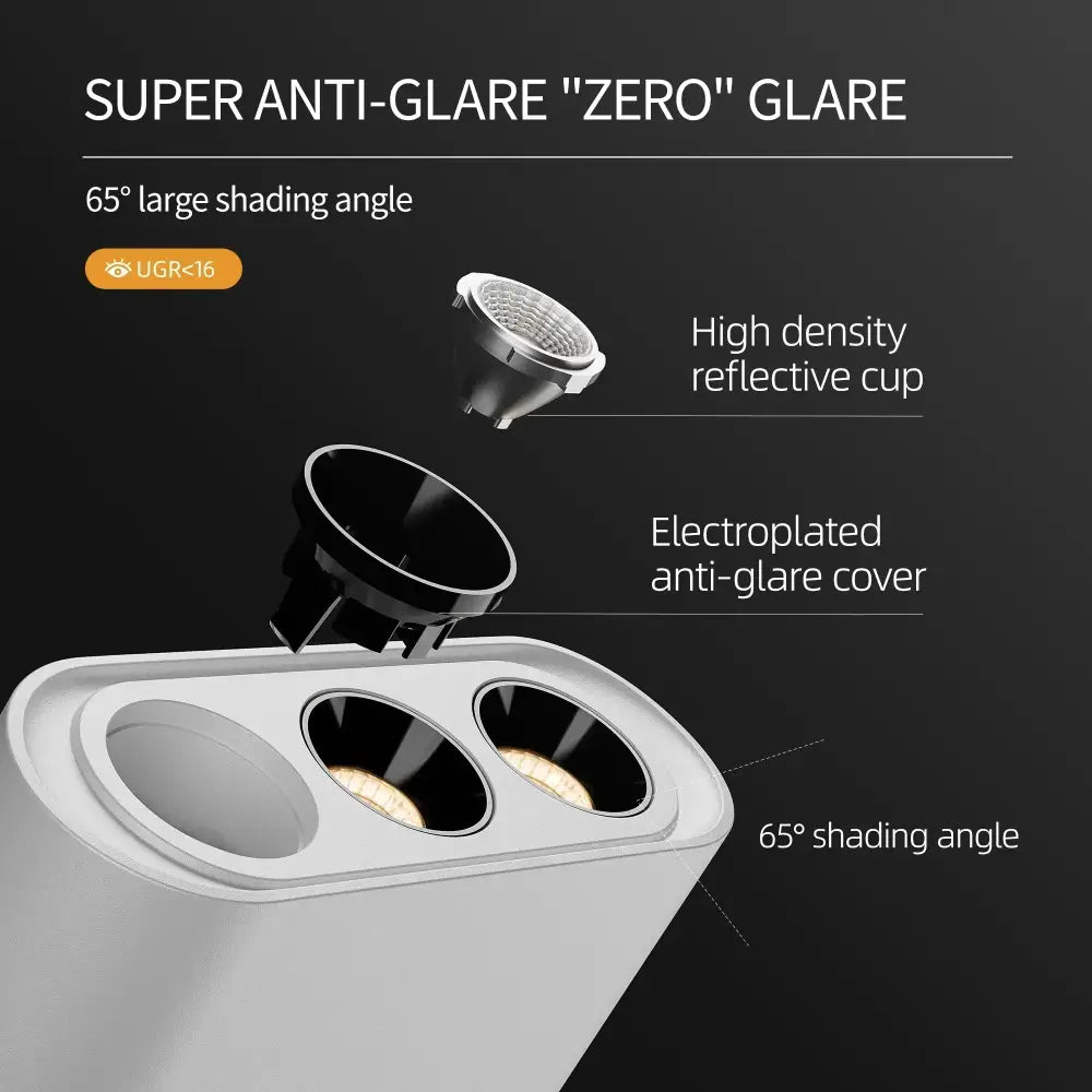 White and black 12w cob chip ceiling spotlight with white led light fixture high-density reflective cup and anti-glare cover