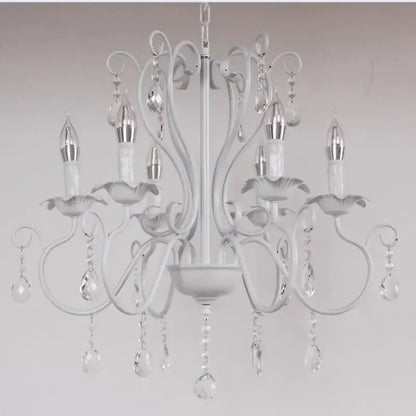 White and black metal chandelier with crystal pendants featuring ornate white crystal droplets for dining room decorbites black white