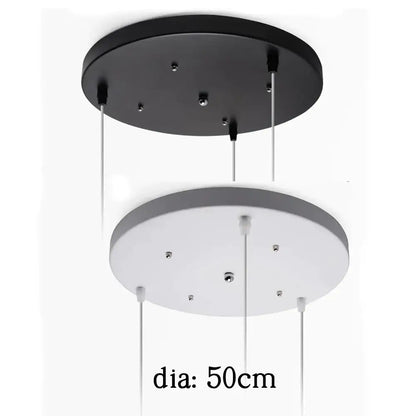 Modern minimalist white and black pendant light with sleek metallic rods and decorbites ceiling mount canopy for dining room