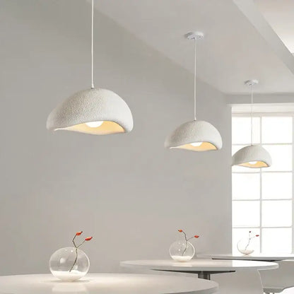 White textured ceramic pendant light with dome shape in decorbites cement wind cloud trio for living room decor