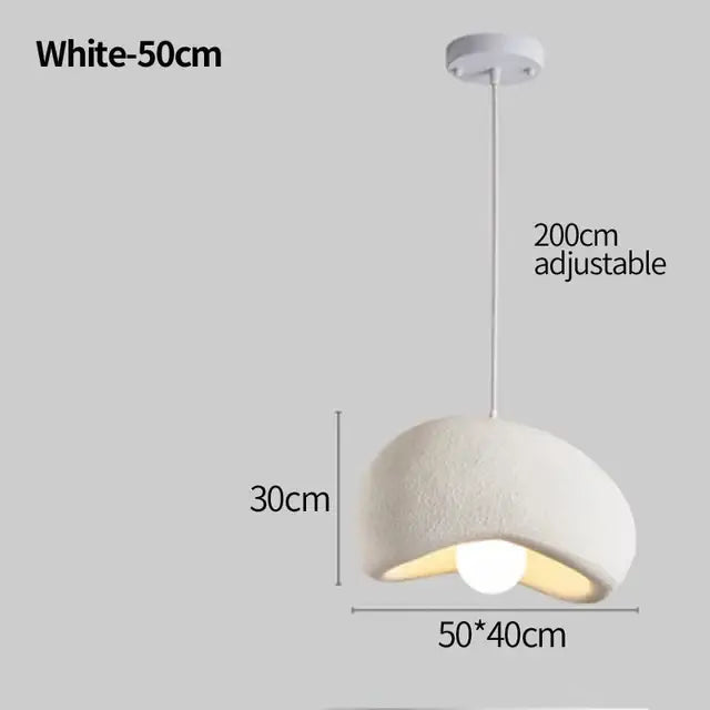 White textured cement wind cloud pendant light with 50cm diameter and adjustable 200cm hanging length for living room decorbites cement wind