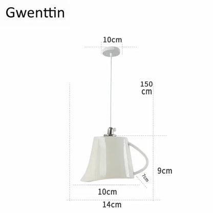 White ceramic teapot led pendant lights with sleek glossy finish and curved handle for warm kitchen decorbites ceramic led decor