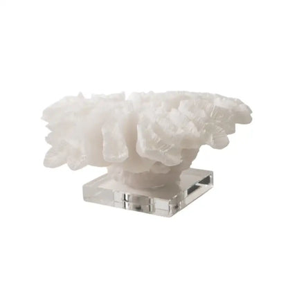 White coral tree resin handicrafts with clear acrylic crystal base for elegant living room decor by decorbites coral tree