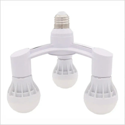 White e27 lamp holder converter pack with three-light LED bulbs for versatile living room lighting