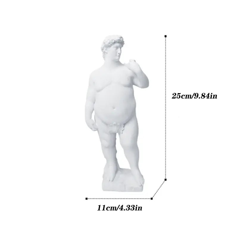 White marble resin statue of david replica featuring abstract human body design for living room decorbites decor