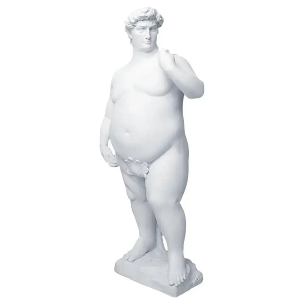 White marble resin statue of david with curly hair and draped fabric for decorbites abstract human body living room decor