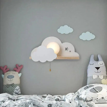 White macaron led cloud wall lamps featuring a glowing center light and two smaller clouds for children bedroom decor