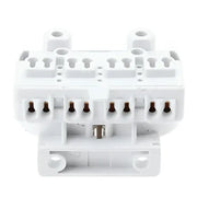 White plastic 2g11 lamp holder socket with brown contacts and multiple slots kitchen terminal block holder socket