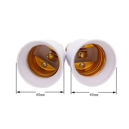 White plastic e14 to e26 e27 adapter converter with gold metal contacts and 40mm diameter for kitchen light use