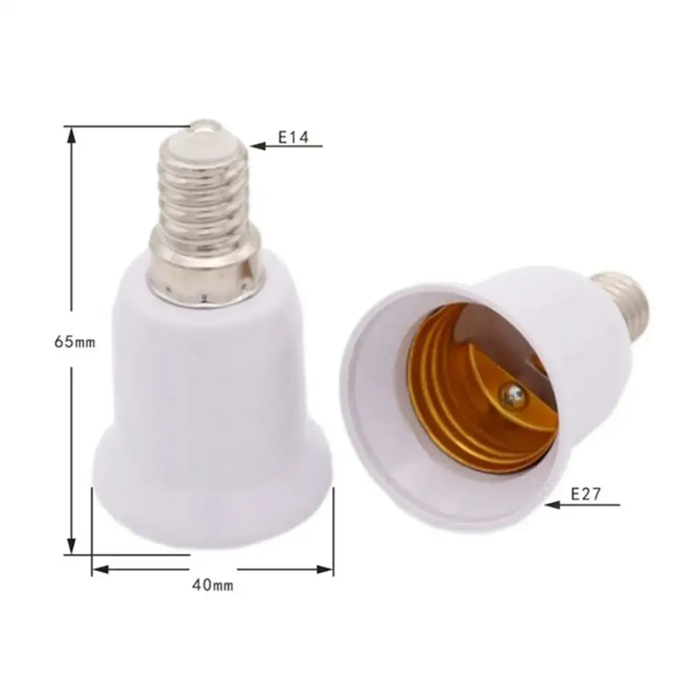 White plastic e14 to e26 e27 adapter converter with metallic threaded ends for kitchen light fixtures e27 adapter converter