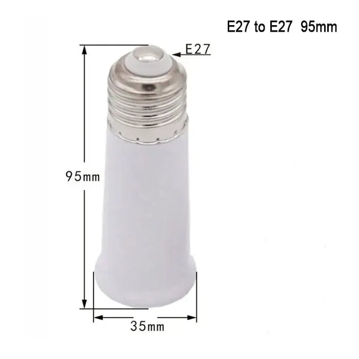 White plastic e27 socket extender lamp adapter with frosted plastic body and metallic threaded base for kitchen light fitting