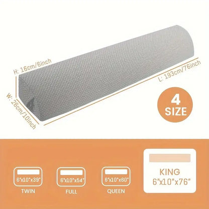 Gray textured decorbites headboard pillow wedge designed as a mattress gap filler for twin to king beds