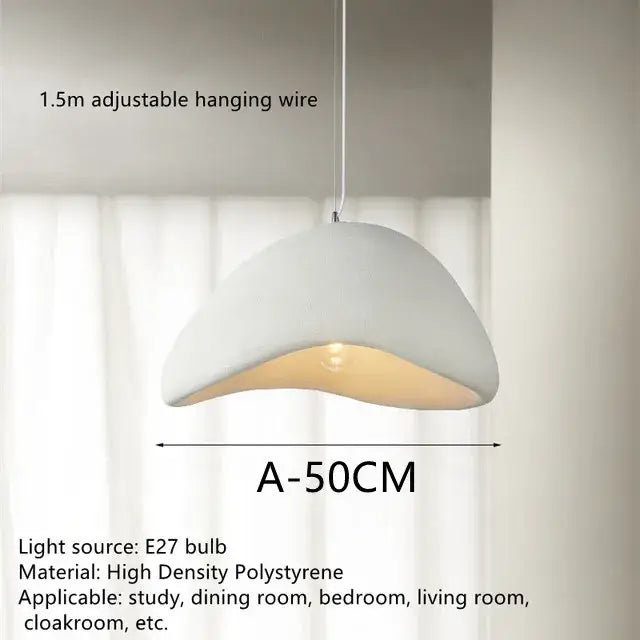 White handmade wabi sabi triple dome pendant lamp with smooth curved high-density polystyrene shell for dining room decorbites