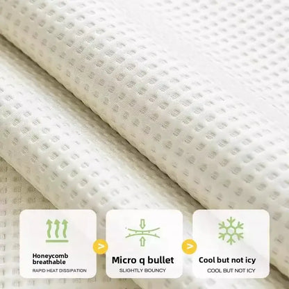 White waffle weave ice silk sofa pad with honeycomb texture offering breathability and a cool touch for living room cushions