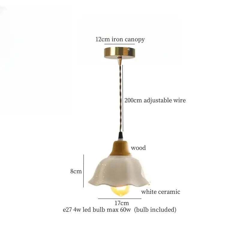 White woven rope ceramic led pendant light with wooden collar and brass iron canopy for kitchen dining decorbites ceramic led