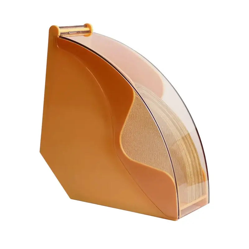 Orange plastic coffee filter holder with clear acrylic front panel in decorbites barista filter storage box for kitchen use