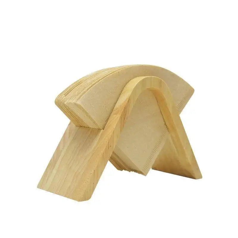 Light-colored wooden arch-shaped bookend with natural finish for decorbites barista filter storage box kitchen accessory