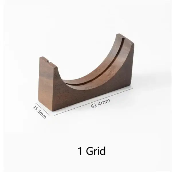 Brown wooden u-shaped filter screen holder 61.4mm long 15.5mm wide for espresso filter screen stand with gray coasters