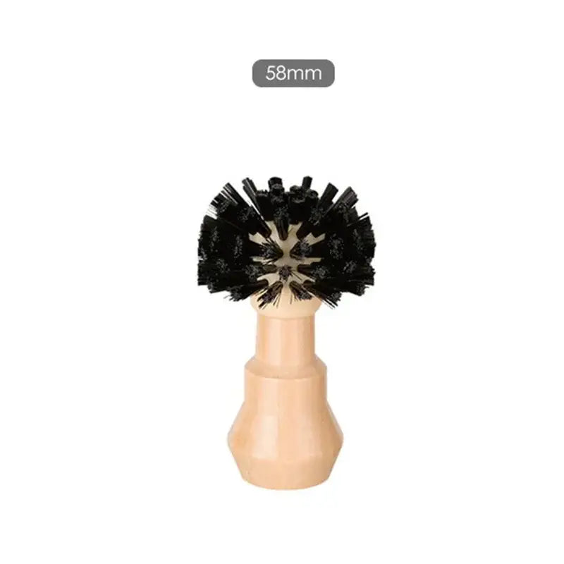 Black bristle cleaning brush with light wood handle 58mm for decorbites espresso portafilter and tamper cleaning brush